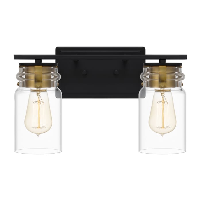 Keesey 2-Light Bathroom Vanity Light in Matte Black Keesey 2-Light Bathroom Vanity Light in Matte Black