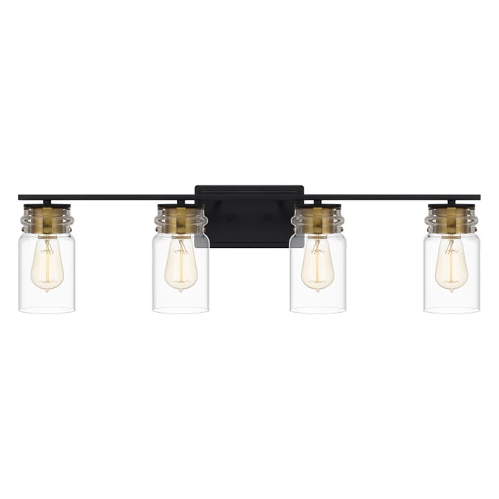 Keesey 4-Light Bathroom Vanity Light in Matte Black Keesey 4-Light Bathroom Vanity Light in Matte Black