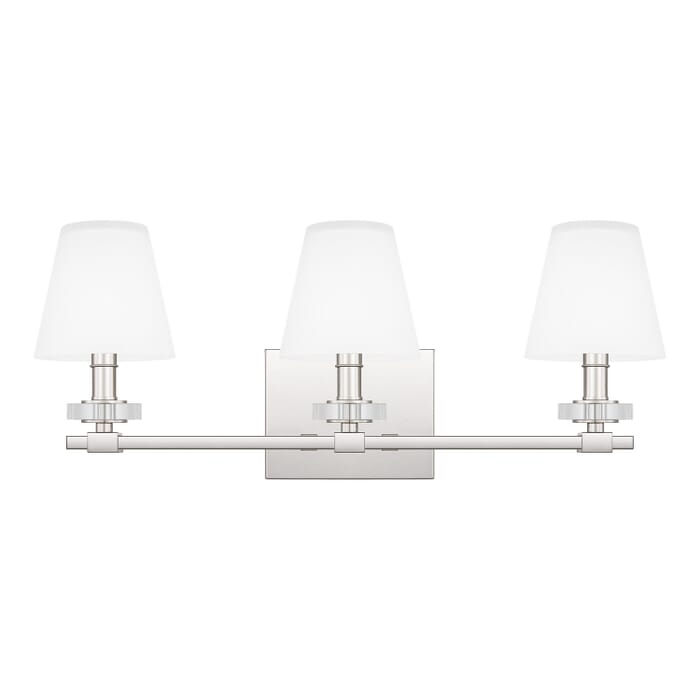 Kelsey Glen 3-Light Bathroom Vanity Light in Polished Nickel Kelsey Glen 3-Light Bathroom Vanity Light in Polished Nickel