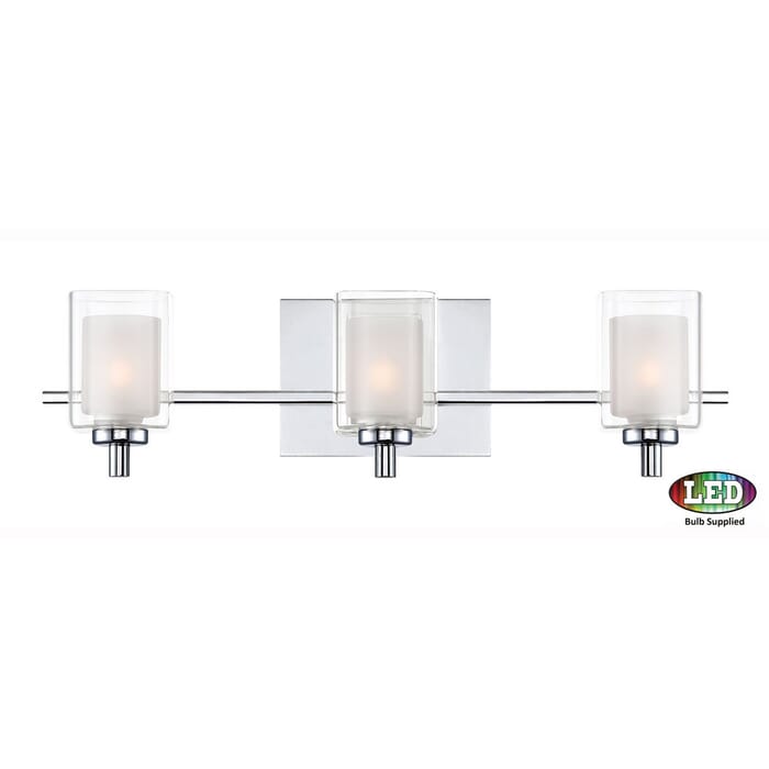 Quoizel Kolt 3-Light Bathroom Vanity Light in Polished Chrome Quoizel Kolt 3-Light Bathroom Vanity Light in Polished Chrome