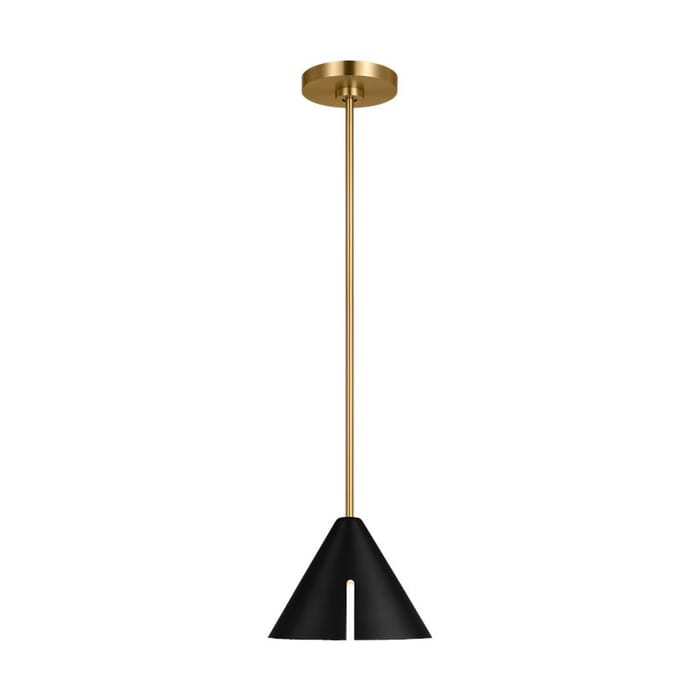 Generation Lighting Cambre Pendant Light in Midnight Black And Burnished Brass by Kelly Wearstler Generation Lighting Cambre Pendant Light in Midnight Black And Burnished Brass by Kelly Wearstler