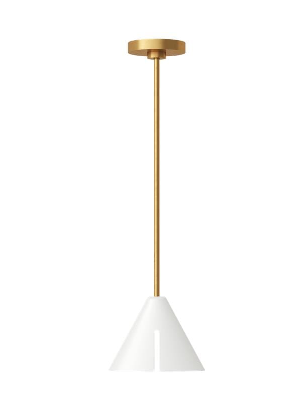 Generation Lighting Cambre Pendant Light in Matte White And Burnished Brass by Kelly Wearstler