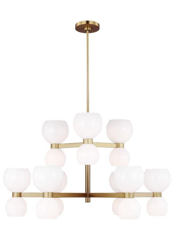 Generation Lighting Londyn 18-Light Chandelier in Burnished Brass With Milk White Glass by Kate Spade New York