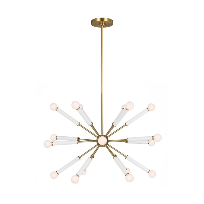 Generation Lighting Monroe 18-Light Chandelier in Burnished Brass And Gloss White by Kate Spade New York Generation Lighting Monroe 18-Light Chandelier in Burnished Brass And Gloss White by Kate Spade New York