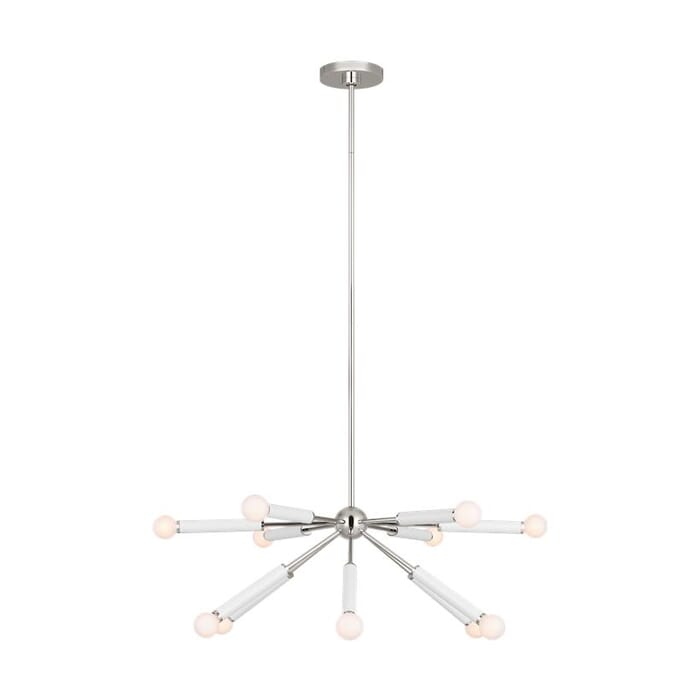 Generation Lighting Monroe 12-Light Chandelier in Polished Nickel And Gloss White by Kate Spade New York Generation Lighting Monroe 12-Light Chandelier in Polished Nickel And Gloss White by Kate Spade New York