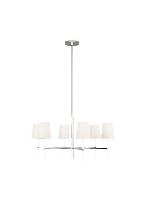 Generation Lighting Monroe 6-Light Chandelier in Polished Nickel And Gloss White by Kate Spade New York