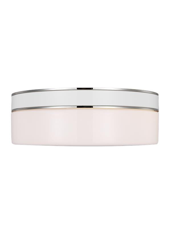 Generation Lighting Monroe 2-Light Ceiling Light in Polished Nickel And Gloss White by Kate Spade New York