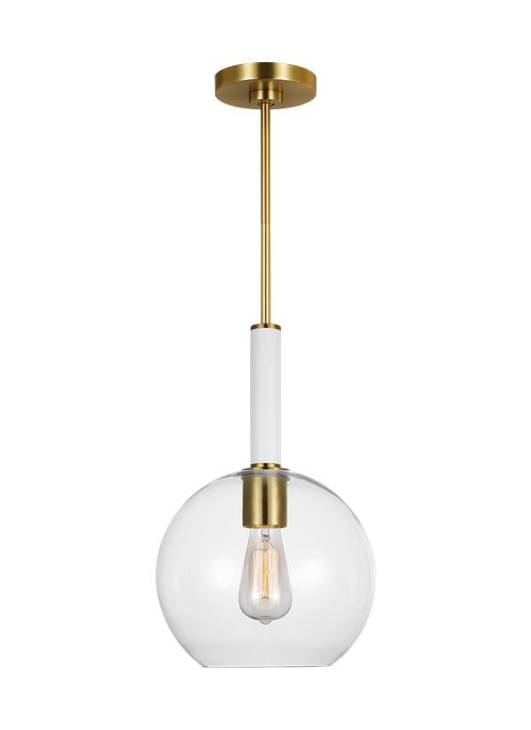 Generation Lighting Monroe Pendant Light in Burnished Brass And Gloss White by Kate Spade New York