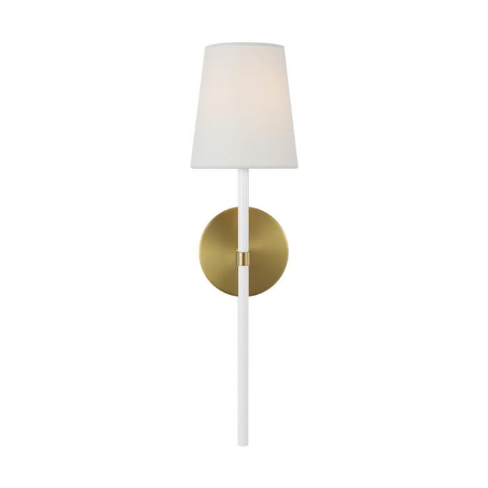 Generation Lighting Monroe Wall Sconce in Burnished Brass And Gloss White by Kate Spade New York Generation Lighting Monroe Wall Sconce in Burnished Brass And Gloss White by Kate Spade New York