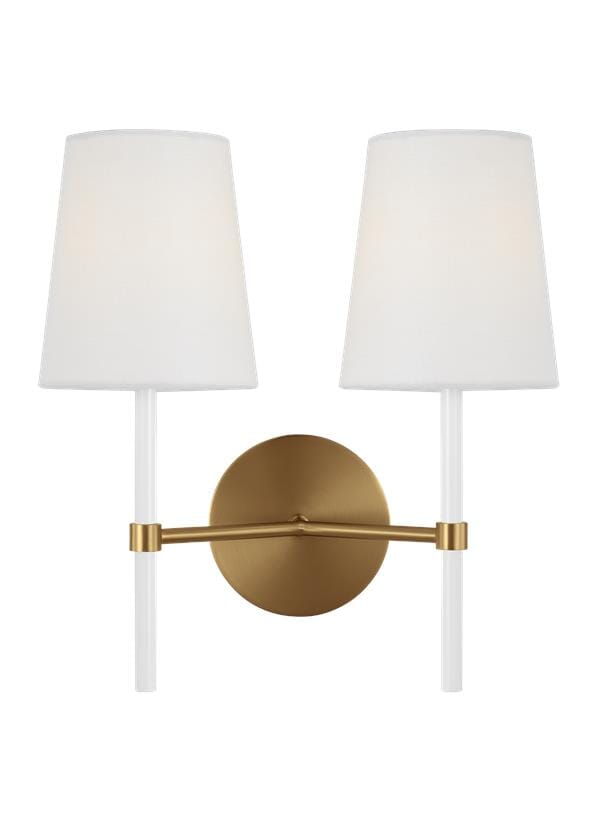 Generation Lighting Monroe 2-Light Wall Sconce in Burnished Brass And Gloss White by Kate Spade New York