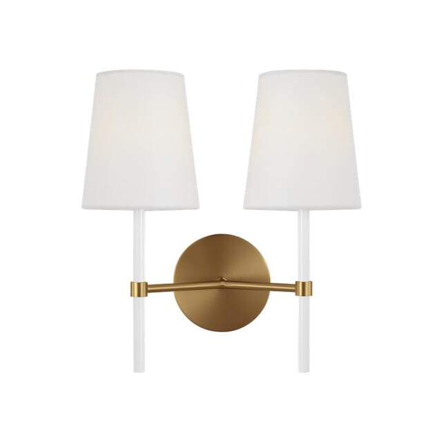 Visual Comfort Studio Monroe 2-Light Wall Sconce in Burnished Brass And  Gloss White by Kate Spade New York 