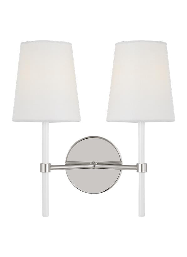 Generation Lighting Monroe 2-Light Wall Sconce in Polished Nickel And Gloss White by Kate Spade New York