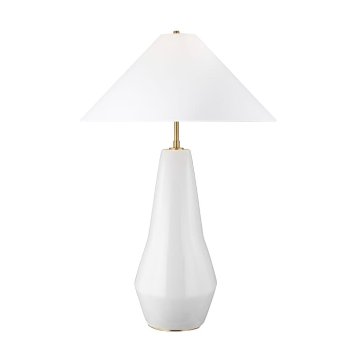 Generation Lighting Contour Table Lamp in Arctic White And Burnished Brass by Kelly Wearstler Generation Lighting Contour Table Lamp in Arctic White And Burnished Brass by Kelly Wearstler