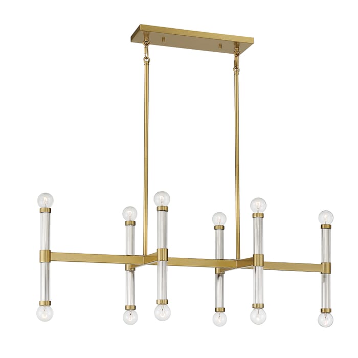 Kingsburg 12-Light Linear Chandelier in Warm Brass Kingsburg 12-Light Linear Chandelier in Warm Brass