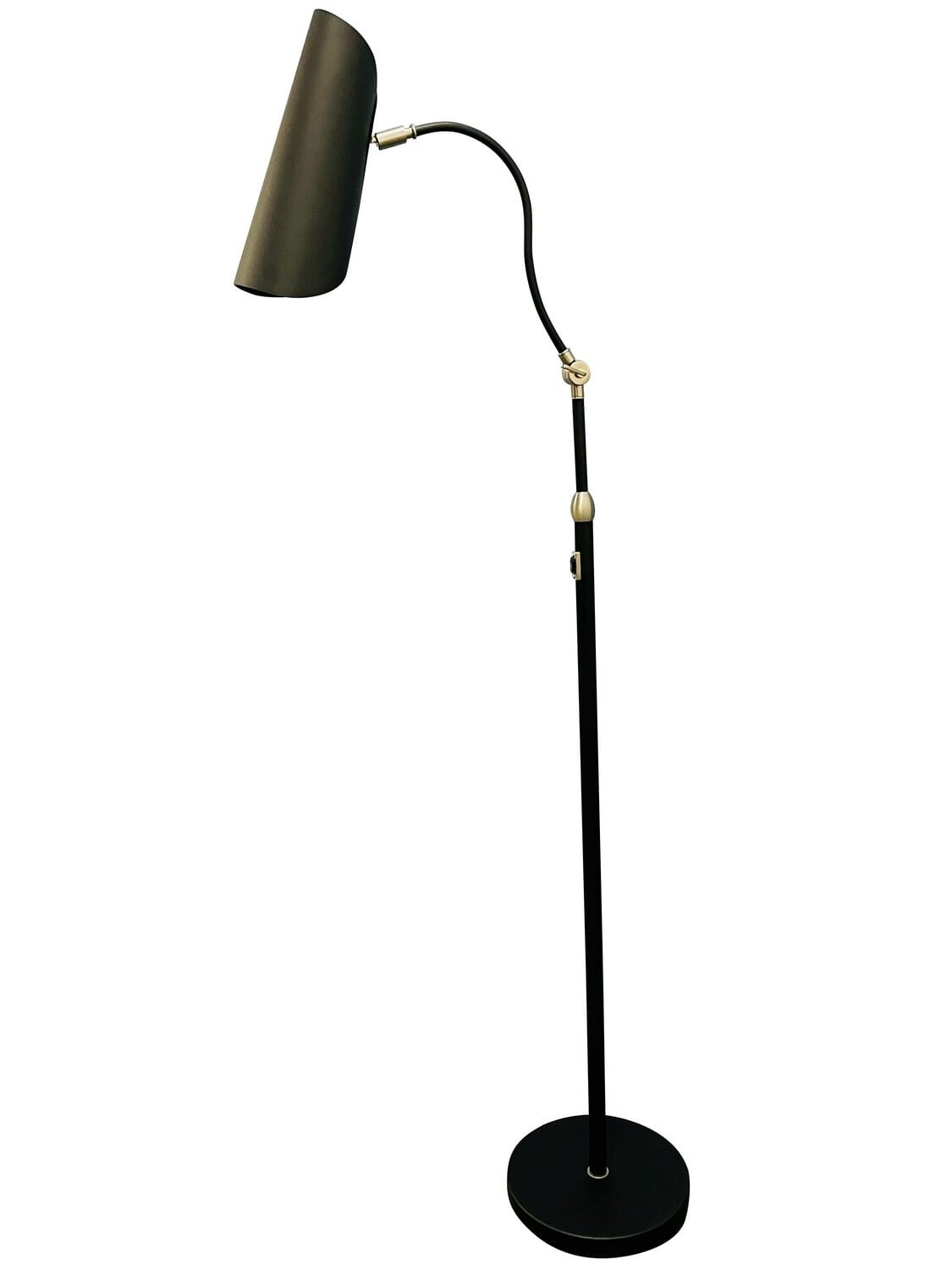 Logan 1-Light LED Floor Lamp in Black with Satin Nickel