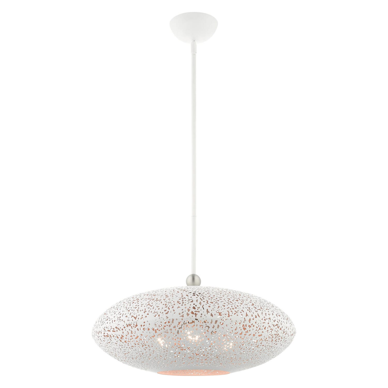 Charlton 3-Light Pendant in White w with Brushed Nickels