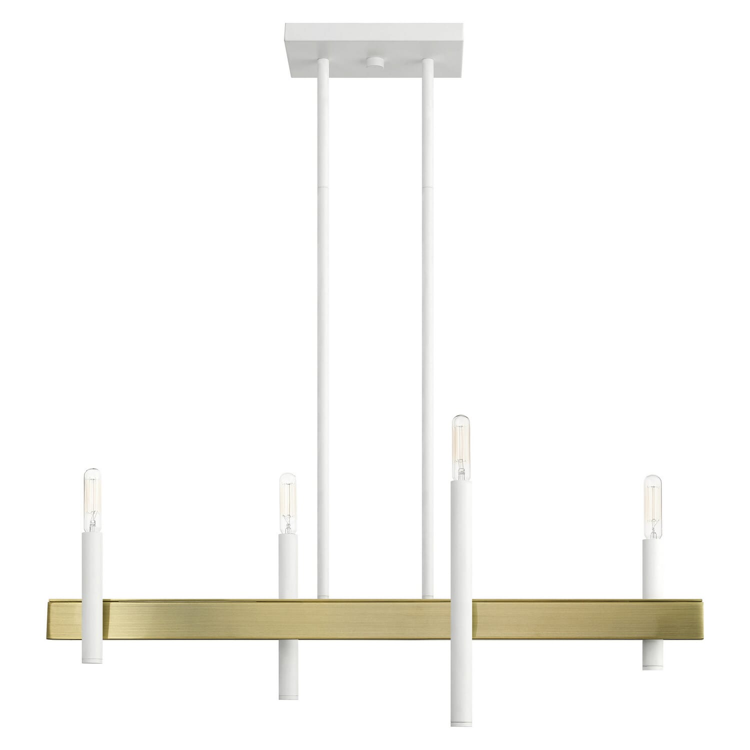 Denmark 4-Light Chandelier in White w with Antique Brasss