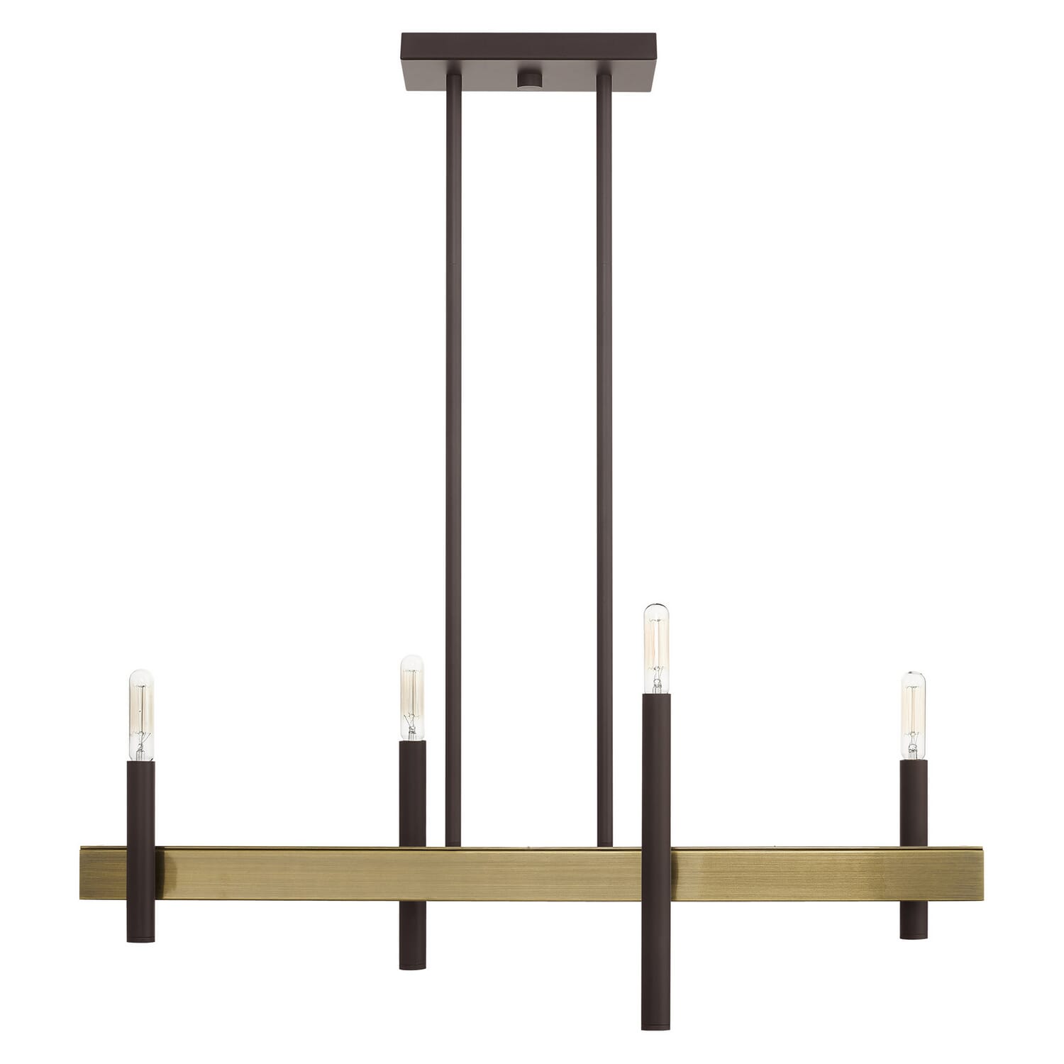 Denmark 4-Light Chandelier in Bronze w with Antique Brasss