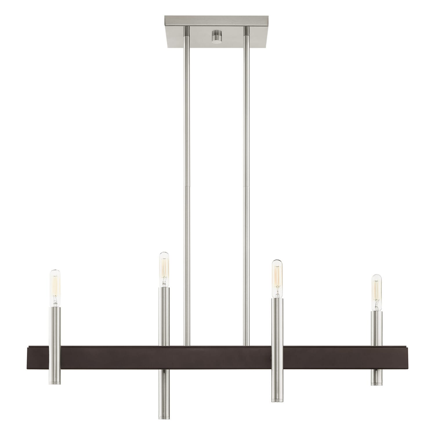 Denmark 4-Light Chandelier in Brushed Nickel w with Bronzes