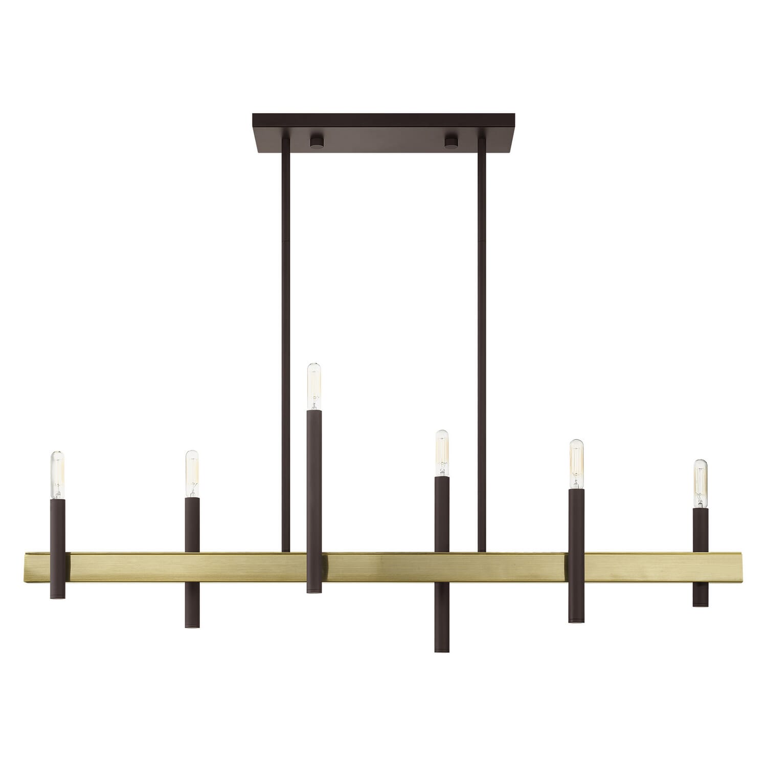Denmark 6-Light Chandelier in Bronze w with Antique Brasss