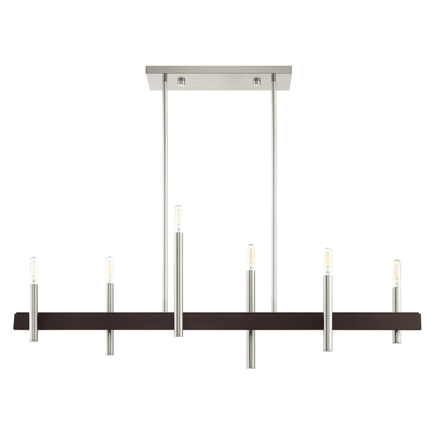 Denmark 6-Light Chandelier in Brushed Nickel w with Bronzes