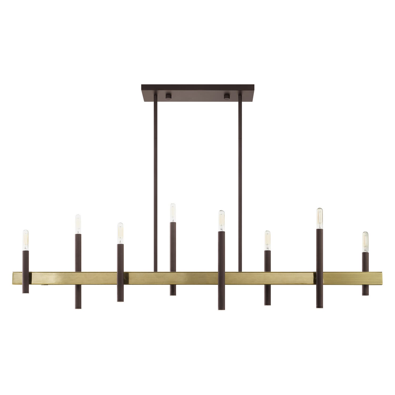 Denmark 8-Light Chandelier in Bronze w with Antique Brasss