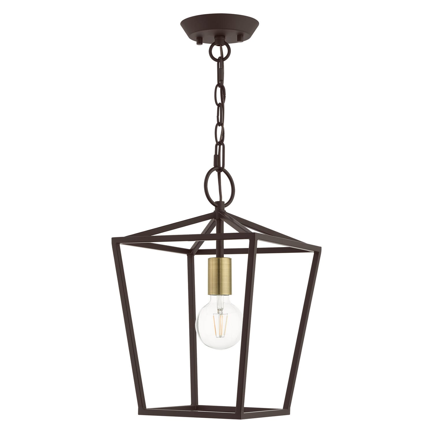 Devone 1-Light Convertible Semi-Flush with Lantern in Bronze