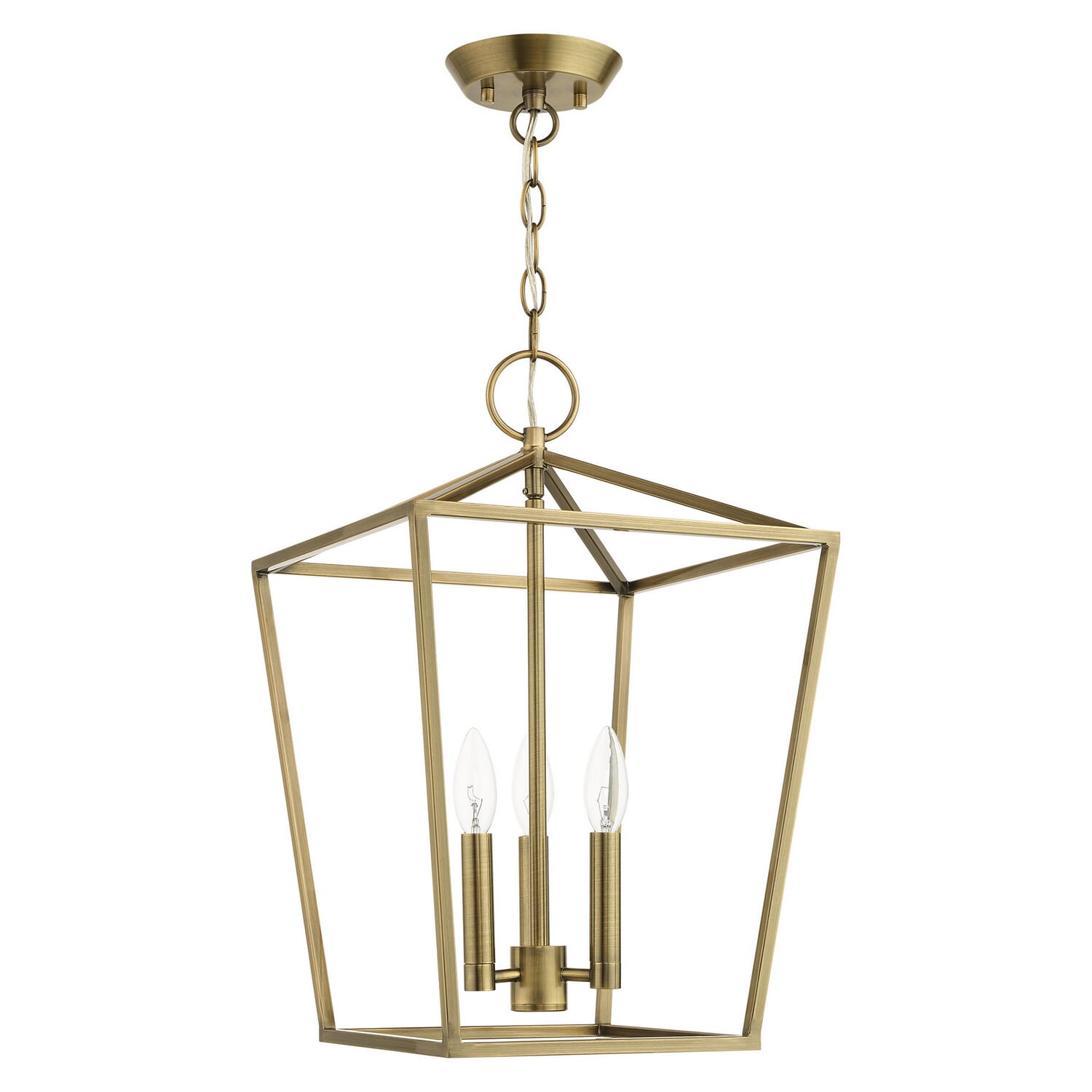 Devone 3-Light Convertible Semi-Flush with Lantern in Antique Brass