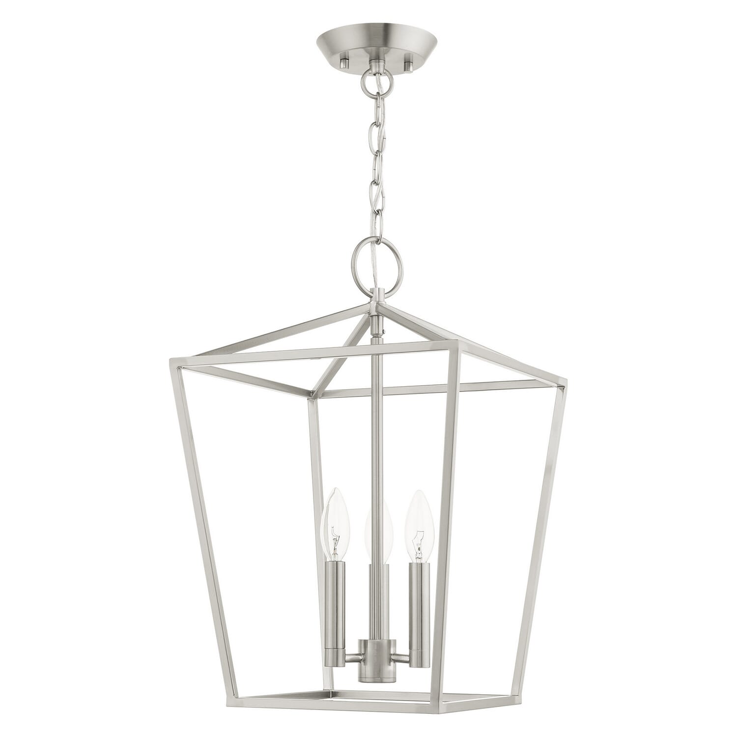 Devone 3-Light Convertible Semi-Flush with Lantern in Brushed Nickel