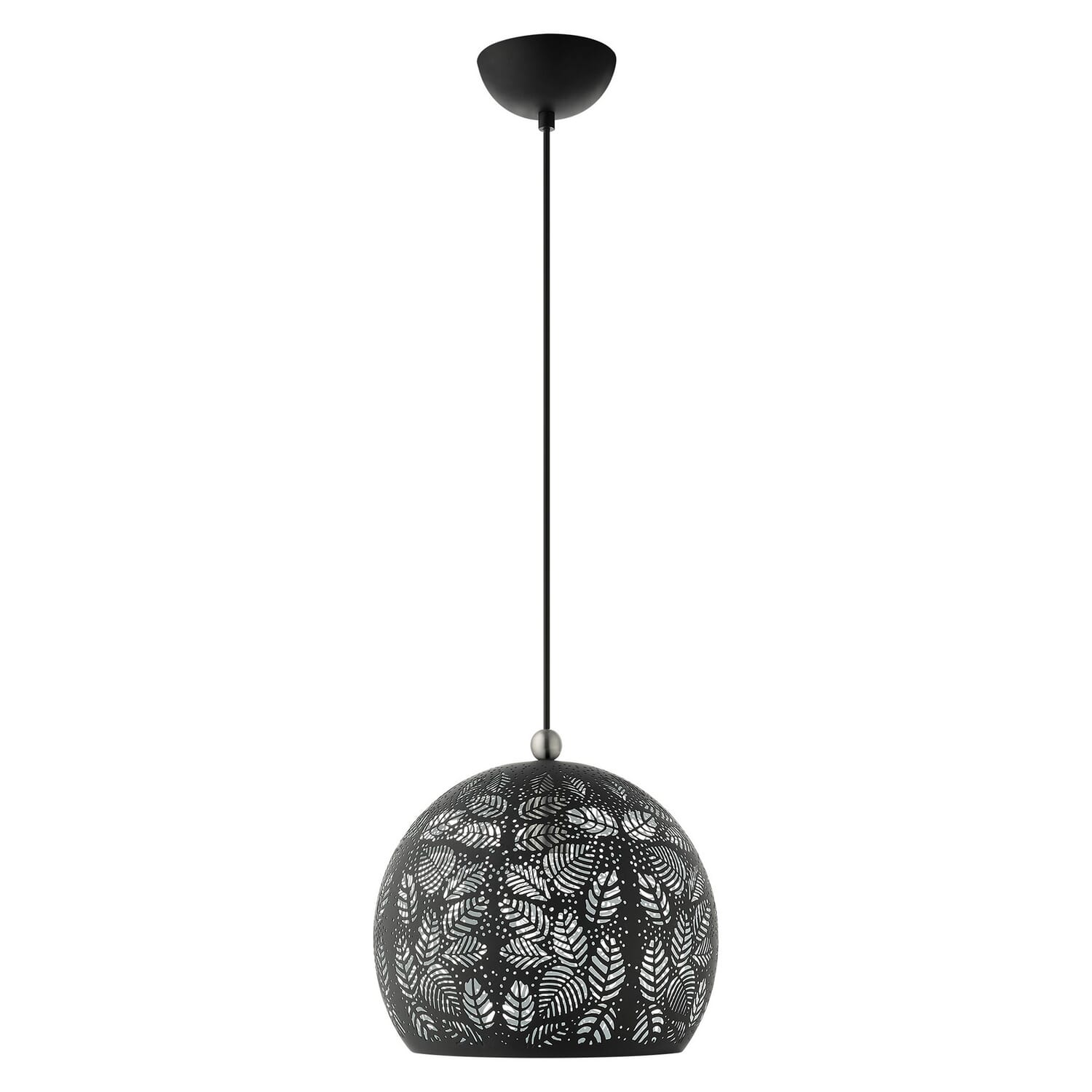 Chantilly 1-Light Pendant in Black w with Brushed Nickels