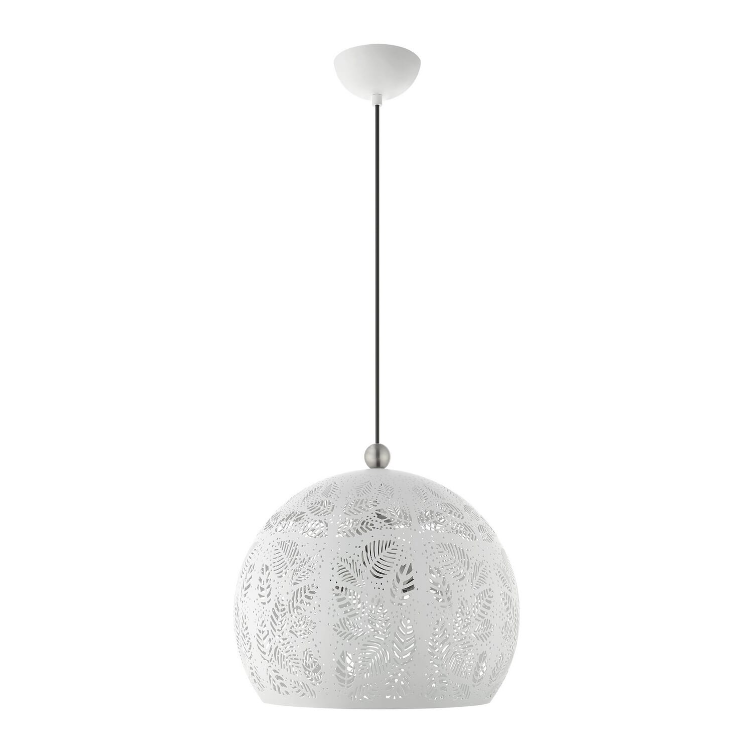 Chantilly 3-Light Pendant in White w with Brushed Nickels