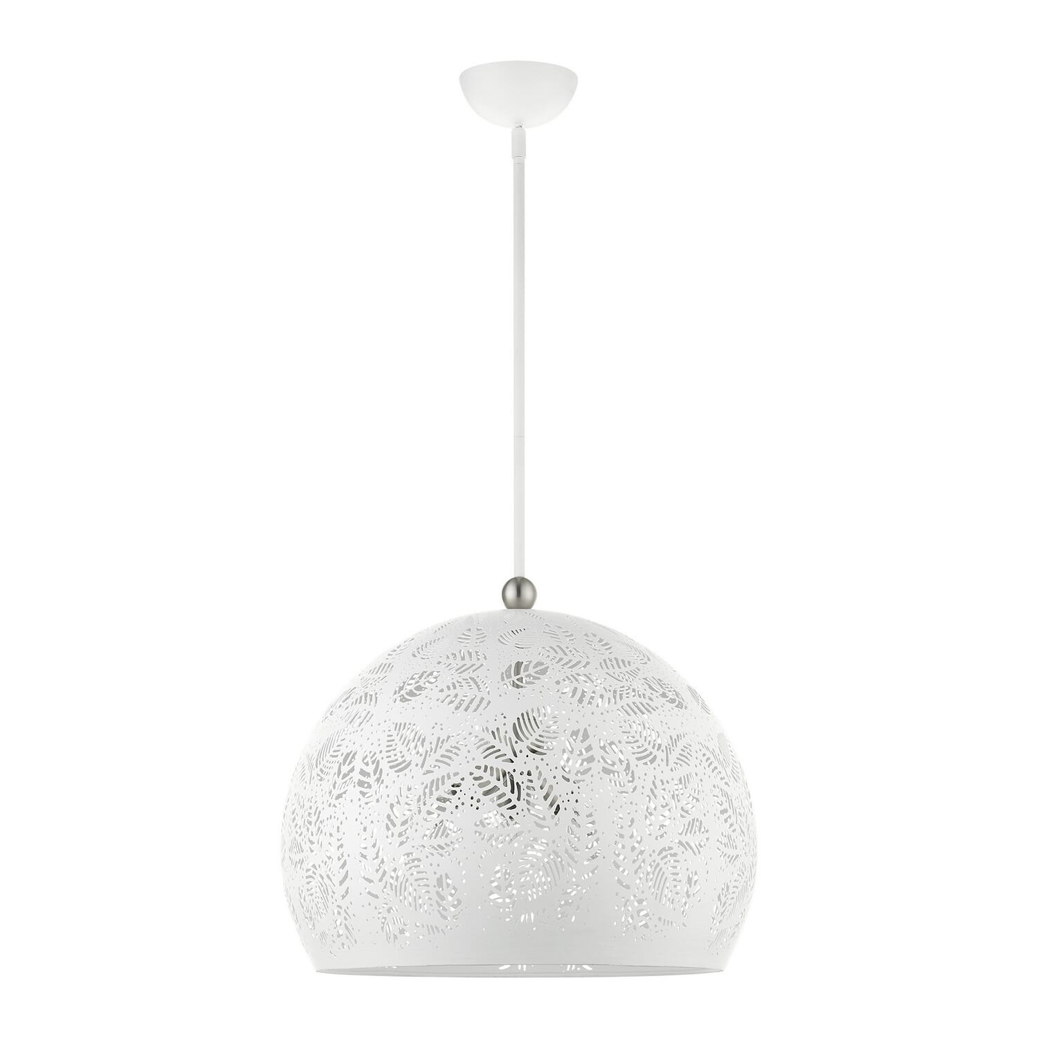 Chantilly 3-Light Pendant in White w with Brushed Nickels