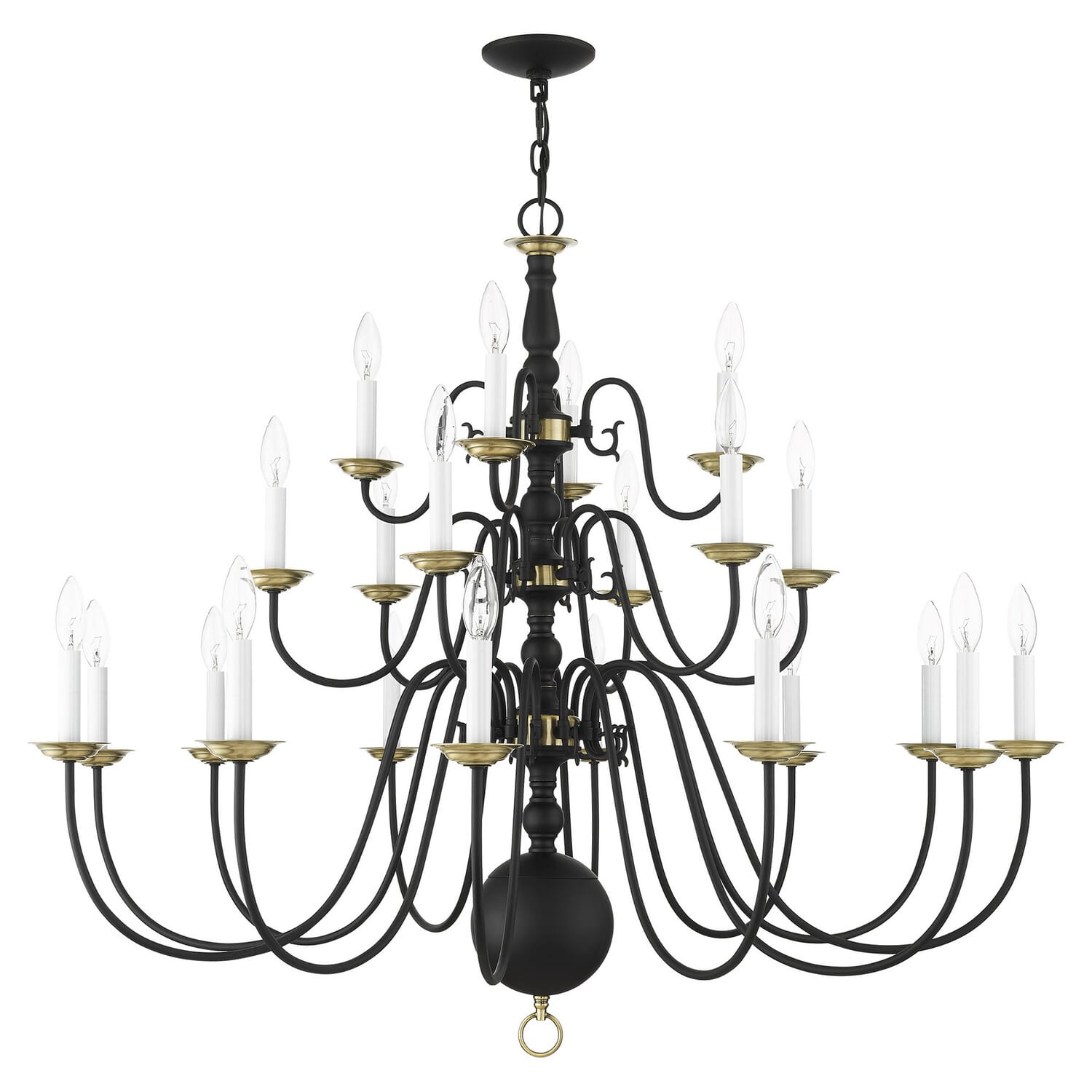 Williamsburg 22-Light Chandelier in Black w with Antique Brasss