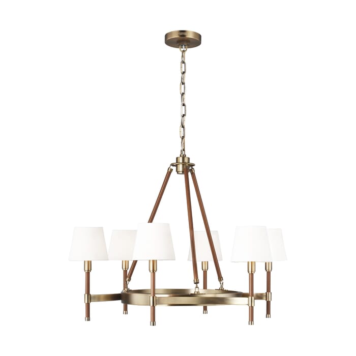 Generation Lighting Katie 6-Light Chandelier in Time Worn Brass And Saddle Leather by Ralph Lauren Generation Lighting Katie 6-Light Chandelier in Time Worn Brass And Saddle Leather by Ralph Lauren