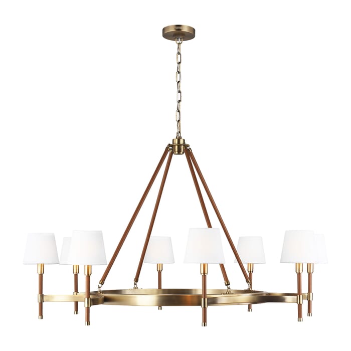 Generation Lighting Katie 8-Light Chandelier in Time Worn Brass And Saddle Leather by Ralph Lauren Generation Lighting Katie 8-Light Chandelier in Time Worn Brass And Saddle Leather by Ralph Lauren