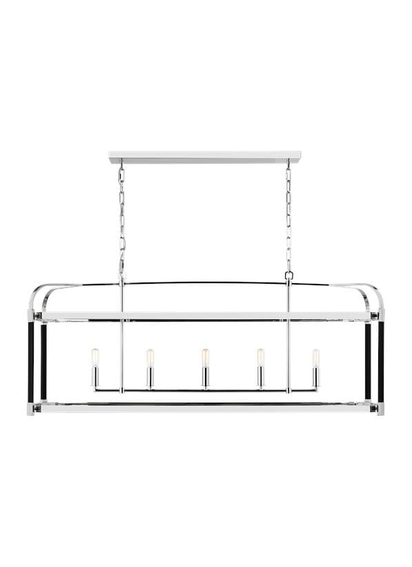 Generation Lighting Hadley 5-Light Chandelier in Polished Nickel And Black Leather by Lauren Ralph Lauren