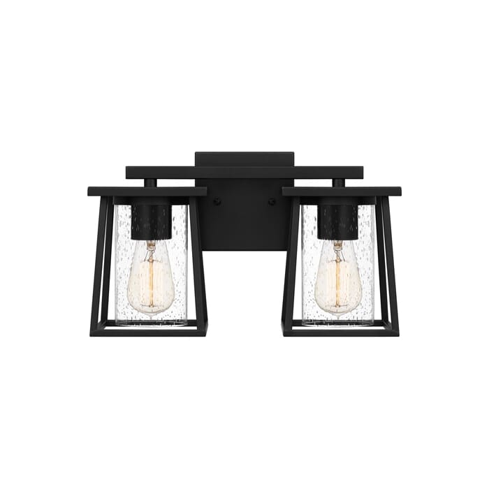 Quoizel Lodge 2-Light Bathroom Vanity Light in Matte Black Quoizel Lodge 2-Light Bathroom Vanity Light in Matte Black