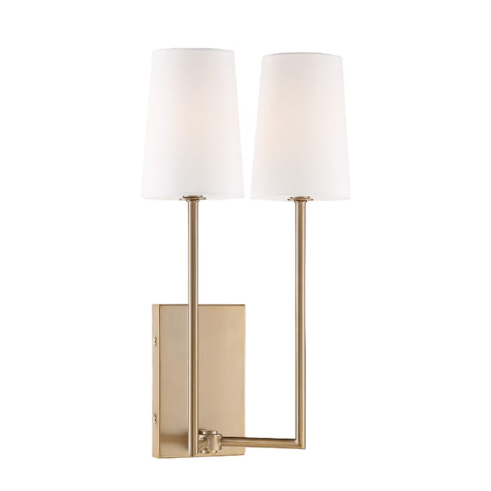 Crystorama Lena 2-Light Wall Sconce in Vibrant Gold Crystorama Lena 2-Light Wall Sconce in Vibrant Gold