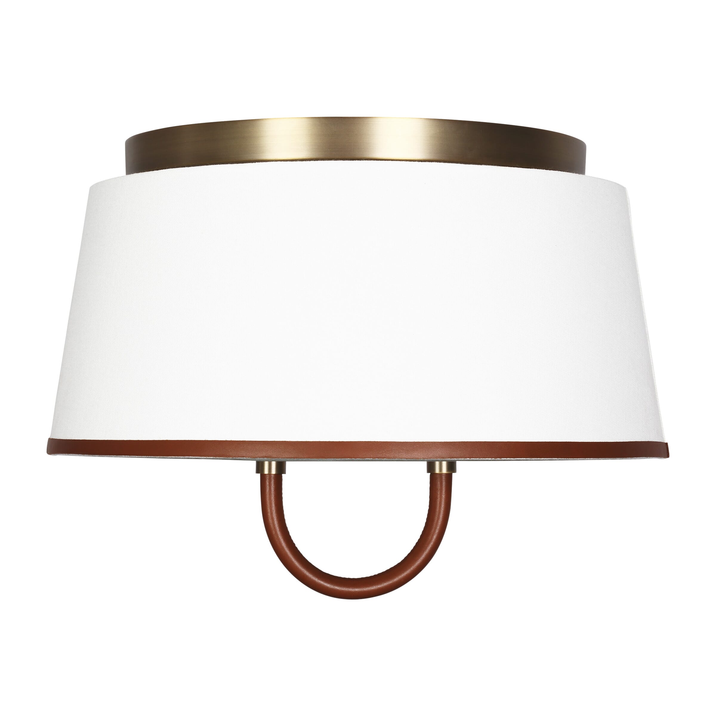 Visual Comfort Studio Katie 2-Light Ceiling Light in Time Worn Brass And  Saddle Leather by Ralph Lauren 