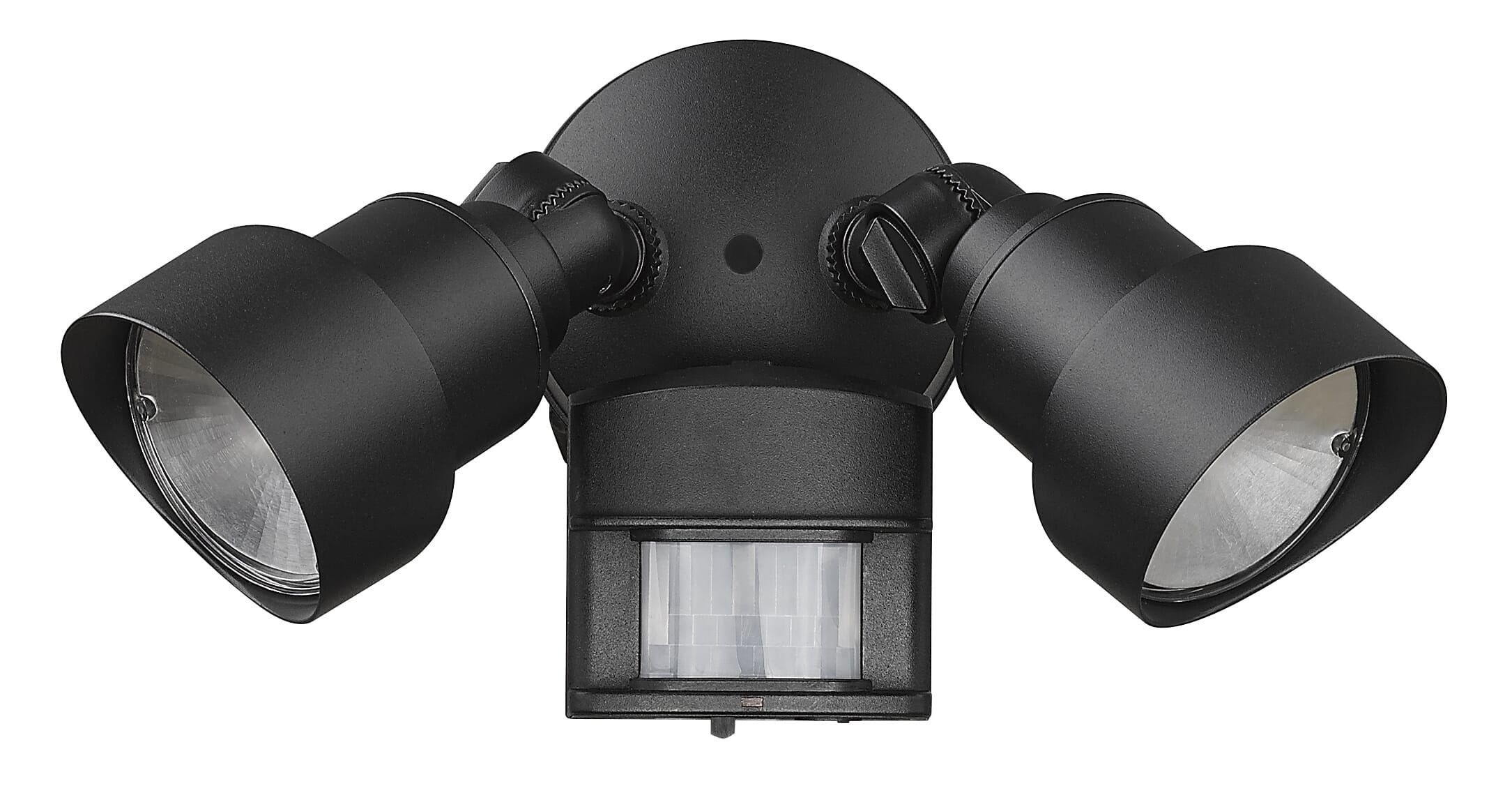 2-Light Matte Black Integrated LED Adjustable Head Floodlight With Motion Sensor