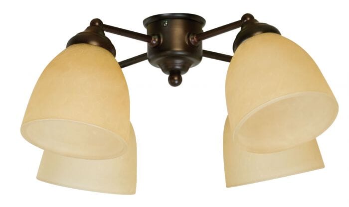 Craftmade 4 Light Universal Fan Light Kit in Oiled Bronze with Tea Stain Glass -  LK400-OB-LED