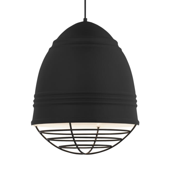 Tech Loft 17" Pendant Light in Rubberized Black with White Interior Tech Loft 17" Pendant Light in Rubberized Black with White Interior