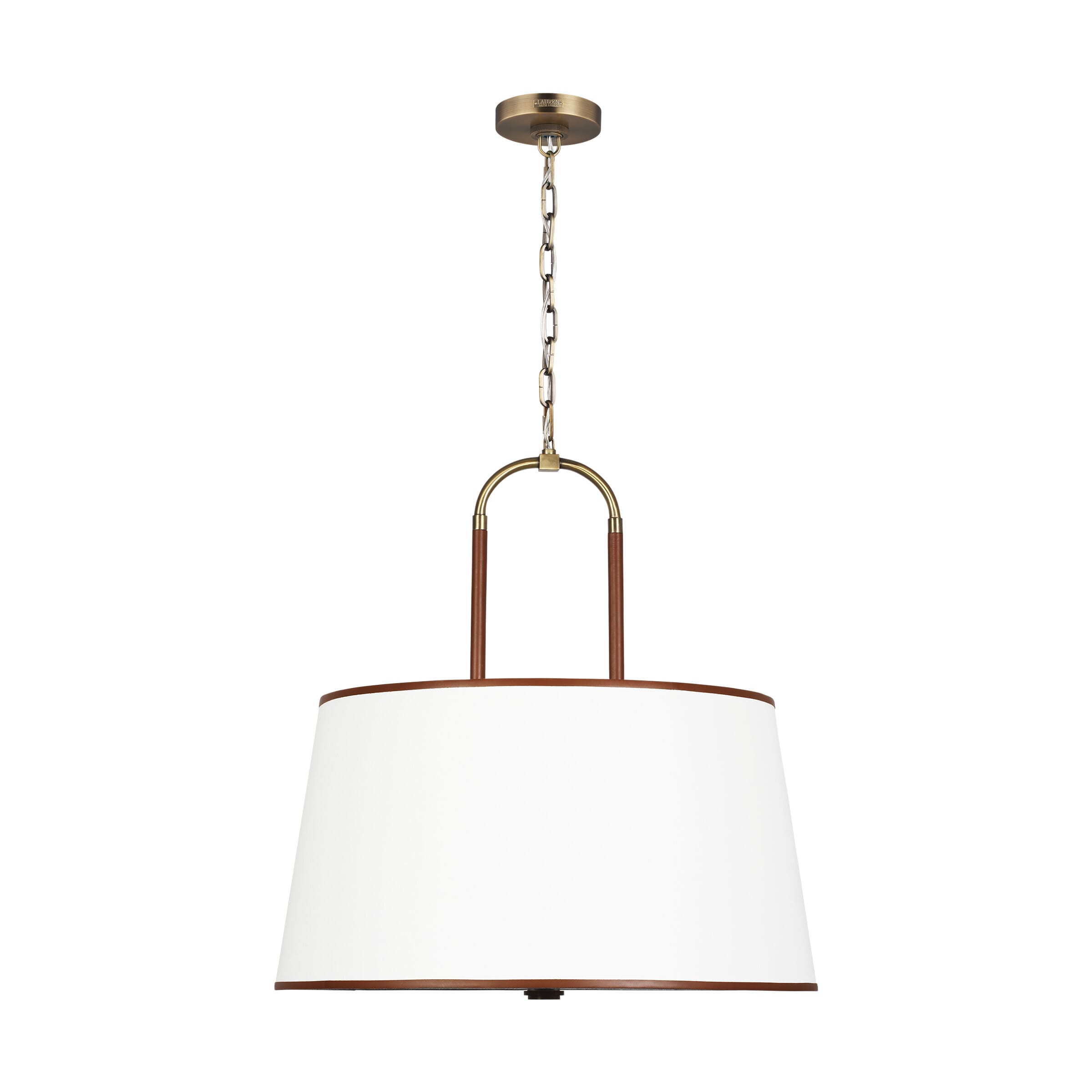 Generation Lighting Katie 4-Light Pendant Light in Time Worn Brass And Saddle Leather by Ralph Lauren