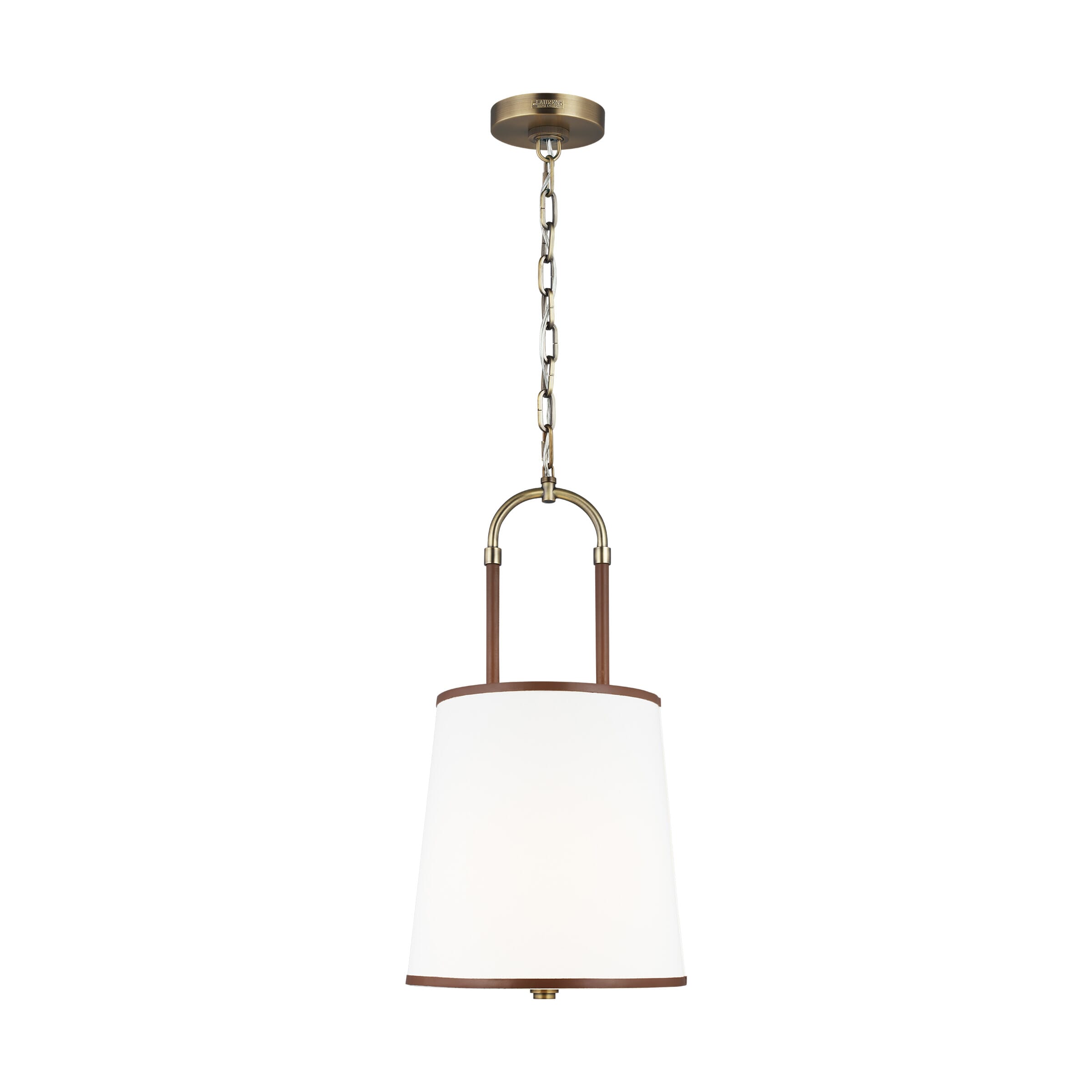 Generation Lighting Katie Pendant Light in Time Worn Brass And Saddle Leather by Ralph Lauren