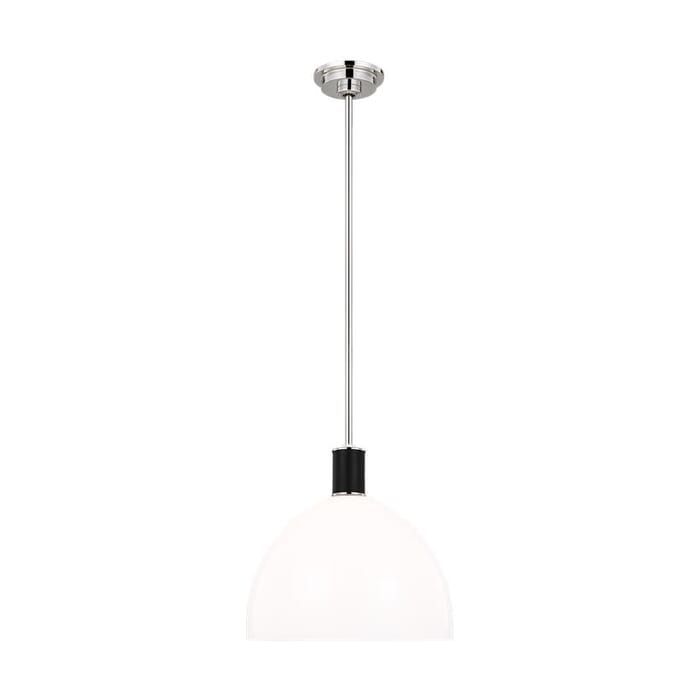 Generation Lighting Hadley Pendant Light in Polished Nickel And Black Leather by Lauren Ralph Lauren Generation Lighting Hadley Pendant Light in Polished Nickel And Black Leather by Lauren Ralph Lauren