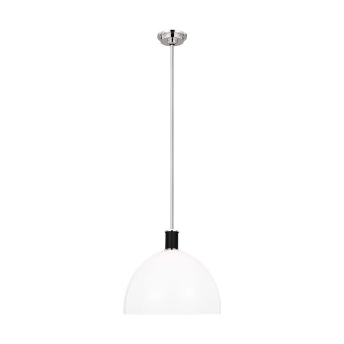 Generation Lighting Hadley Pendant Light in Polished Nickel And Black Leather by Lauren Ralph Lauren Generation Lighting Hadley Pendant Light in Polished Nickel And Black Leather by Lauren Ralph Lauren