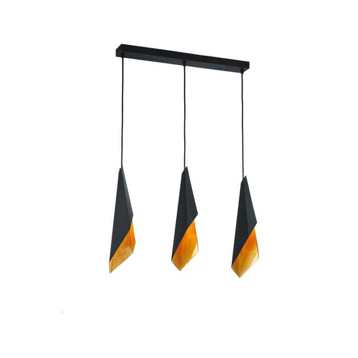 Alora Velo 3-Light Linear Pendant in Matte Black And Gold Foil Alora Velo 3-Light Linear Pendant in Matte Black And Gold Foil