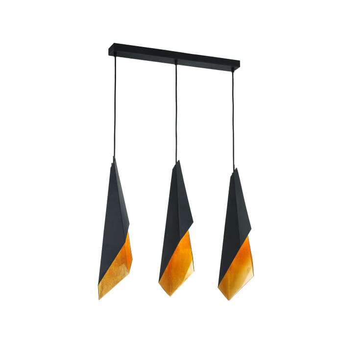 Alora Velo 3-Light Linear Pendant in Matte Black And Gold Foil Alora Velo 3-Light Linear Pendant in Matte Black And Gold Foil