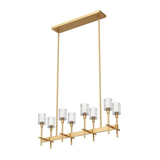 Alora Salita Pendant Light in Ribbed Crystal and Vintage Brass