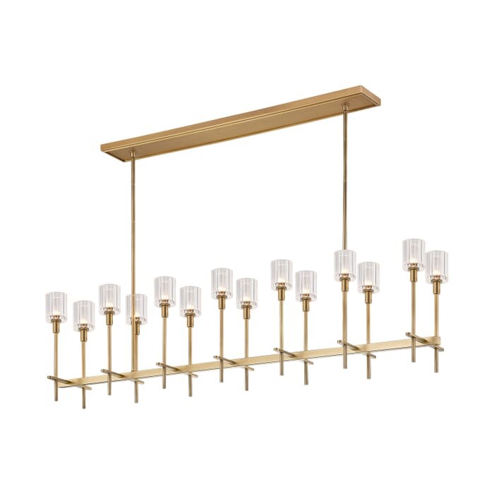 Alora Salita 14-Light Linear Pendant in Vintage Brass And Ribbed Crystal Alora Salita 14-Light Linear Pendant in Vintage Brass And Ribbed Crystal